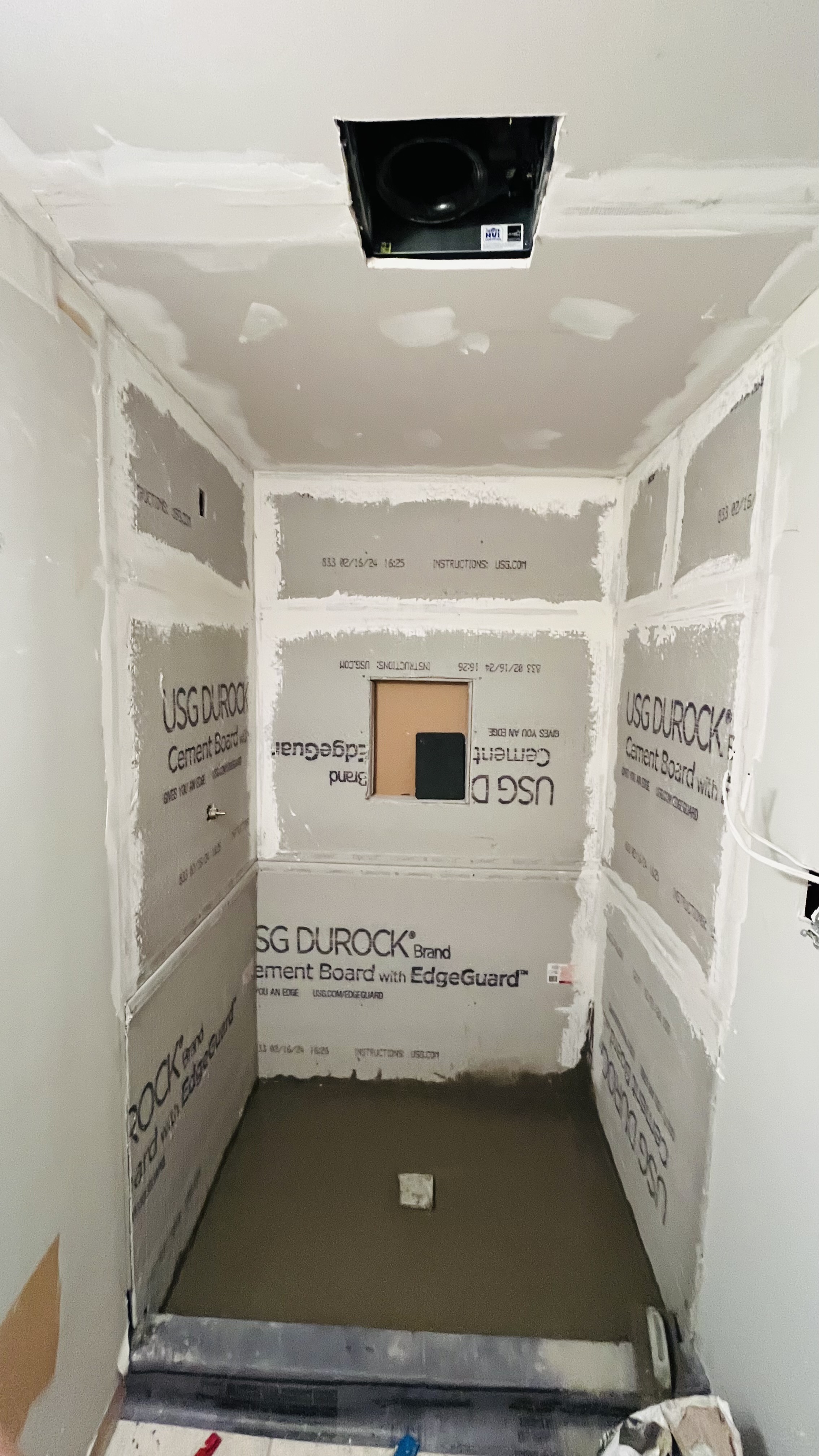 Bathroom shower before tile installation